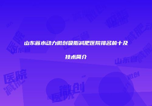 山东省水动力微创吸脂减肥医院排名前十及技术简介