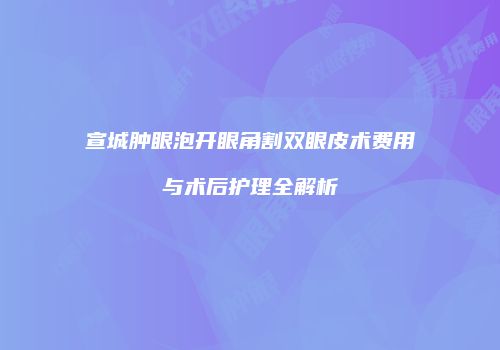 宣城肿眼泡开眼角割双眼皮术费用与术后护理全解析