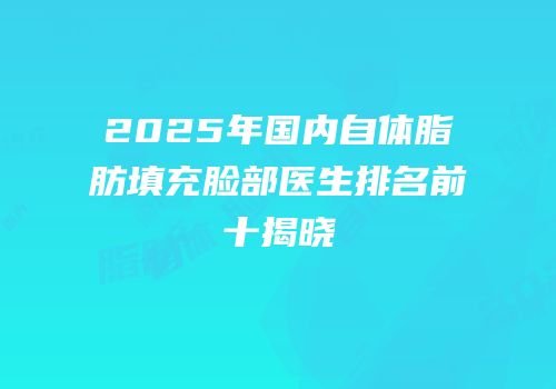 2025年国内自体脂肪填充脸部医生排名前十揭晓