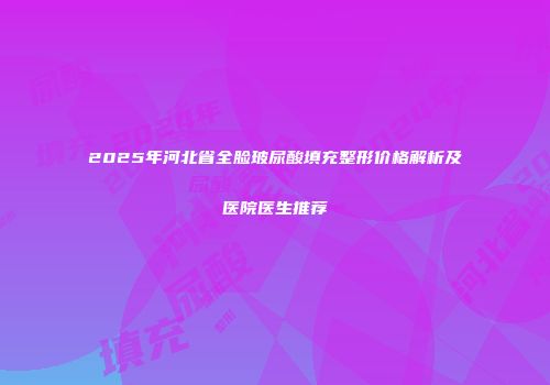 2025年河北省全脸玻尿酸填充整形价格解析及医院医生推荐