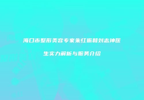 海口市整形美容专家朱红振和刘志坤医生实力解析与服务介绍