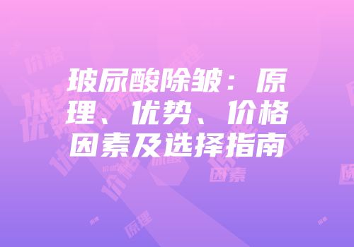 玻尿酸除皱：原理、优势、价格因素及选择指南