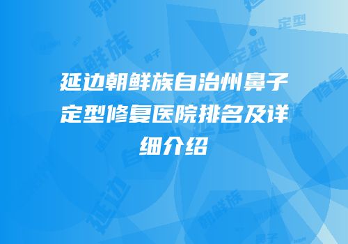 延边朝鲜族自治州鼻子定型修复医院排名及详细介绍