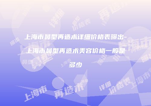上海市鼻型再造术详细价格表曝出-上海市鼻型再造术美容价格一般是多少