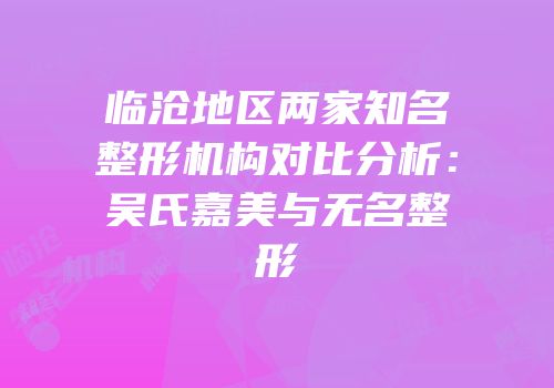 临沧地区两家知名整形机构对比分析：吴氏嘉美与无名整形