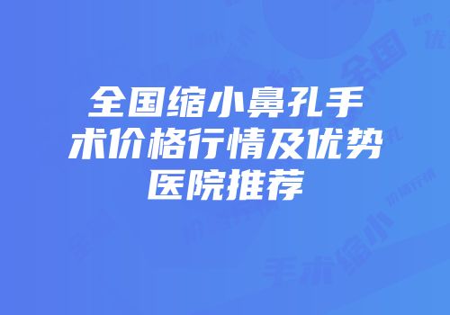 全国缩小鼻孔手术价格行情及优势医院推荐