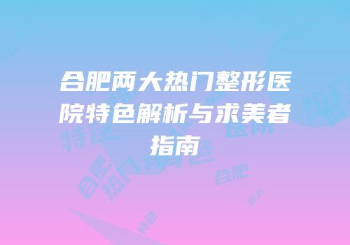 合肥两大热门整形医院特色解析与求美者指南
