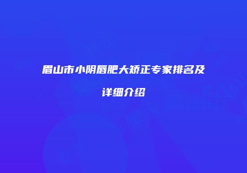 眉山市小阴唇肥大矫正专家排名及详细介绍