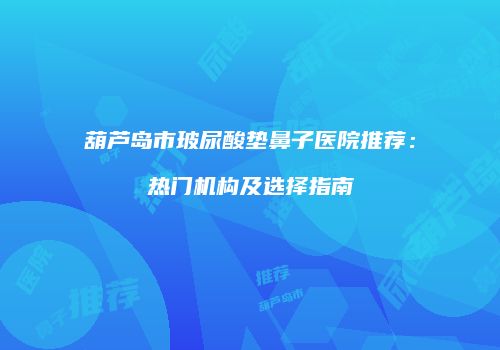 葫芦岛市玻尿酸垫鼻子医院推荐：热门机构及选择指南