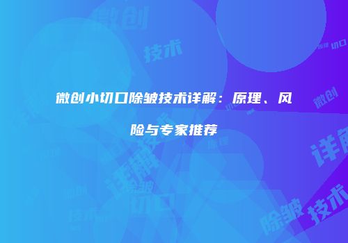 微创小切口除皱技术详解：原理、风险与专家推荐