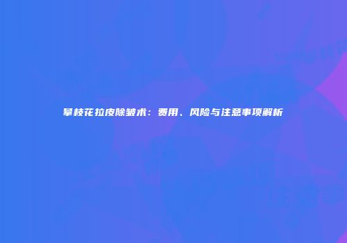 攀枝花拉皮除皱术：费用、风险与注意事项解析
