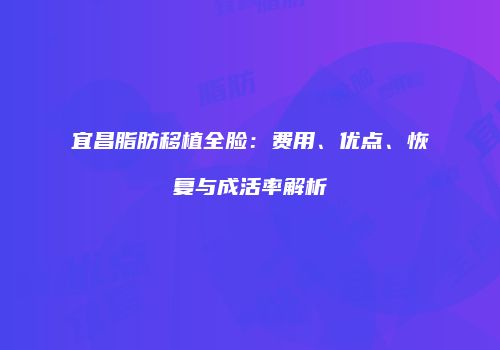 宜昌脂肪移植全脸：费用、优点、恢复与成活率解析