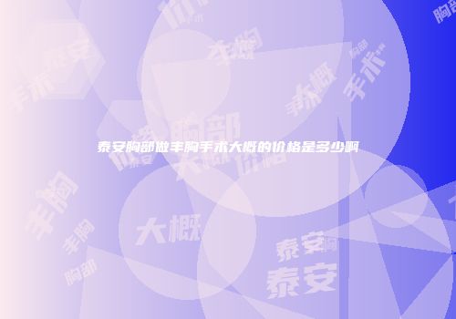 泰安胸部做丰胸手术大概的价格是多少啊