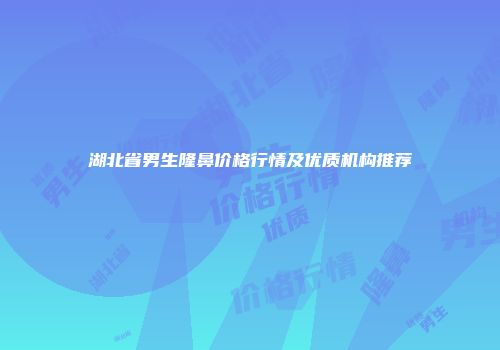 湖北省男生隆鼻价格行情及优质机构推荐