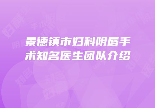 景德镇市妇科阴唇手术知名医生团队介绍