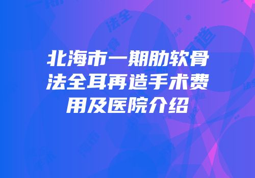 北海市一期肋软骨法全耳再造手术费用及医院介绍