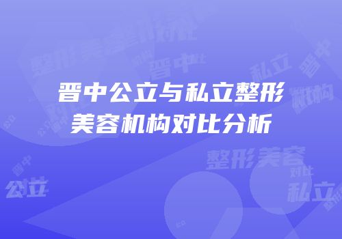 晋中公立与私立整形美容机构对比分析