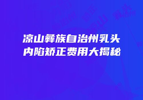 凉山彝族自治州乳头内陷矫正费用大揭秘