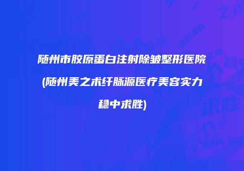 随州市胶原蛋白注射除皱整形医院(随州美之术纤脉源医疗美容实力稳中求胜)