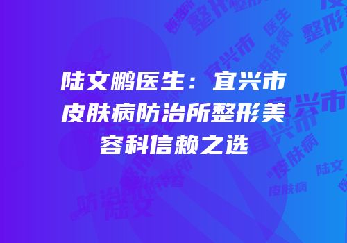 陆文鹏医生：宜兴市皮肤病防治所整形美容科信赖之选