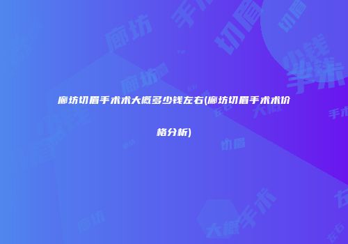 廊坊切眉手术术大概多少钱左右(廊坊切眉手术术价格分析)