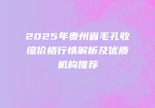 2025年贵州省毛孔收缩价格行情解析及优质机构推荐