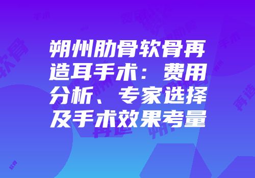 朔州肋骨软骨再造耳手术：费用分析、专家选择及手术效果考量