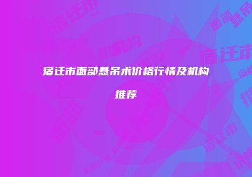宿迁市面部悬吊术价格行情及机构推荐