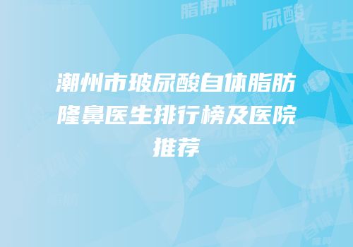 潮州市玻尿酸自体脂肪隆鼻医生排行榜及医院推荐