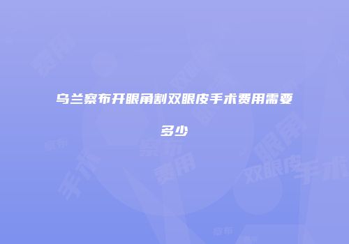 乌兰察布开眼角割双眼皮手术费用需要多少
