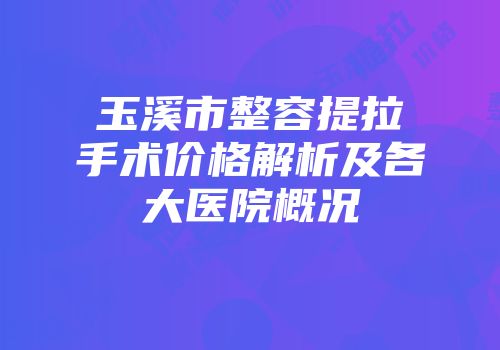 玉溪市整容提拉手术价格解析及各大医院概况