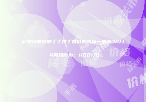 韶关市做植眉毛手术手术价格明细一览表(10月-4月均价为：11881元)
