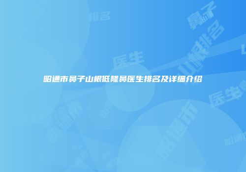 昭通市鼻子山根低隆鼻医生排名及详细介绍
