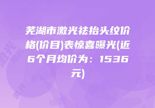 芜湖市激光祛抬头纹价格(价目)表惊喜曝光(近6个月均价为：1536元)