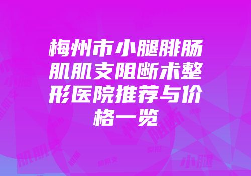 梅州市小腿腓肠肌肌支阻断术整形医院推荐与价格一览