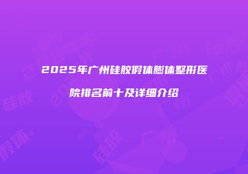 2025年广州硅胶假体膨体整形医院排名前十及详细介绍