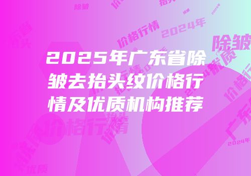 2025年广东省除皱去抬头纹价格行情及优质机构推荐