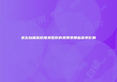 崇左自体脂肪隆鼻整形的费用受那些因素影响