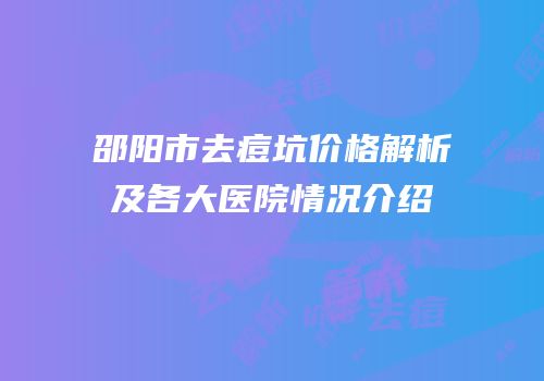 邵阳市去痘坑价格解析及各大医院情况介绍