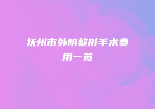 抚州市外阴整形手术费用一览