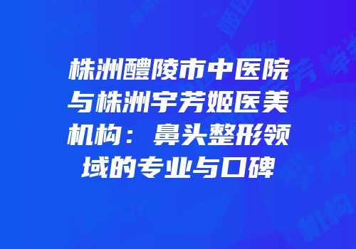 株洲醴陵市中医院与株洲宇芳姬医美机构：鼻头整形领域的专业与口碑
