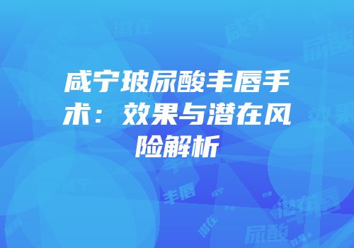 咸宁玻尿酸丰唇手术：效果与潜在风险解析