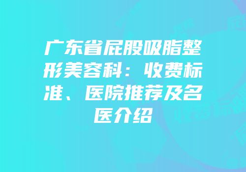 广东省屁股吸脂整形美容科：收费标准、医院推荐及名医介绍