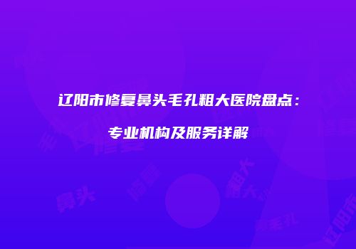 辽阳市修复鼻头毛孔粗大医院盘点：专业机构及服务详解