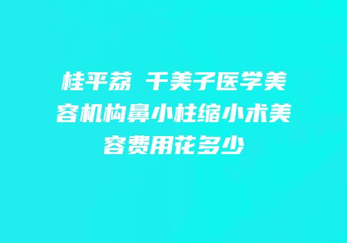 桂平荔珺千美子医学美容机构鼻小柱缩小术美容费用花多少