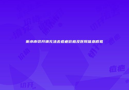 衡水市切开填充法去痘疤价格及医院信息概览