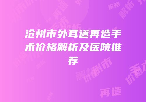 沧州市外耳道再造手术价格解析及医院推荐