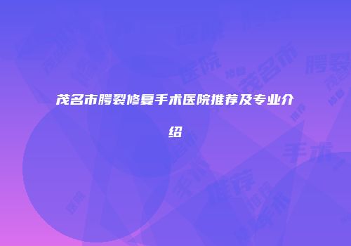 茂名市腭裂修复手术医院推荐及专业介绍