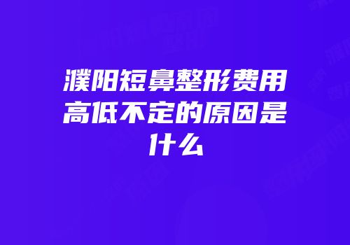 濮阳短鼻整形费用高低不定的原因是什么