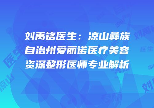 刘禹铭医生：凉山彝族自治州爱丽诺医疗美容资深整形医师专业解析